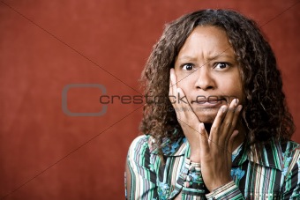 Stressed Pretty African-American Woman