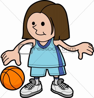 Illustration of girl playing basketball