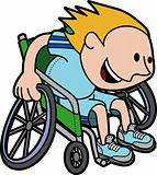 Illustration of boy racing in wheelchair