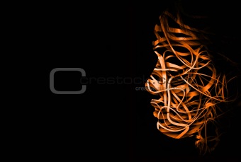 abstract face orange