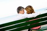 Mature romantic couple on a bench