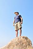 Hiker standing on a rock