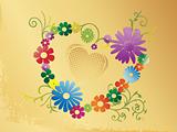 yellow valentines background with floral heart