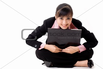 20s asian business woman with a laptop
