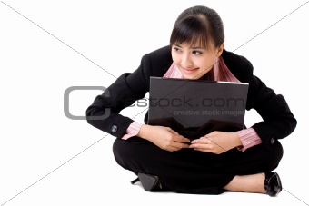 20s asian business woman with a laptop
