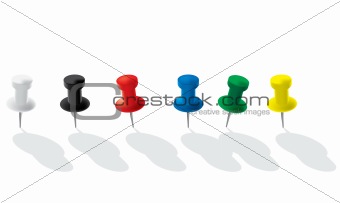 Colored paperclips isolated on white background.