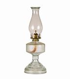 Antique oil lamp isolated with a clipping path
