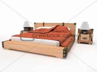 Bed on a white background