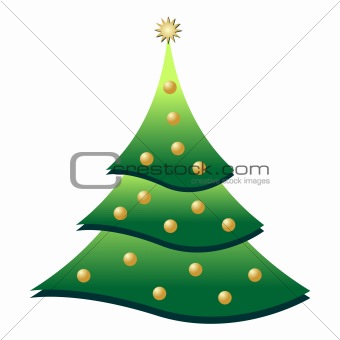 Christmas tree with golden balls