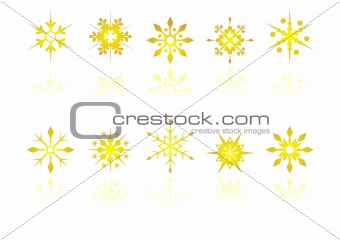Golden snow crystals