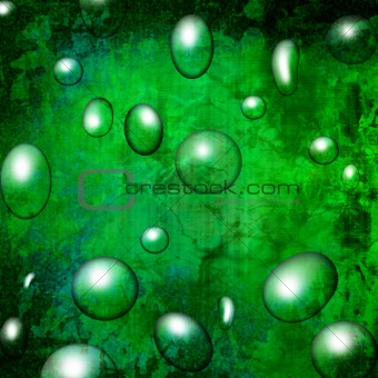 Green background with water drops