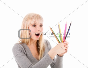 Pretty girl with pencils