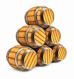 wooden barrels for wine and beer storage isolated