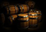 wooden barrels for wine and beer storage