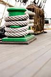 rope on cleat schooner deck