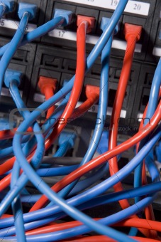 Computer Cables Chaotically Plugged In To The Back Of A Server