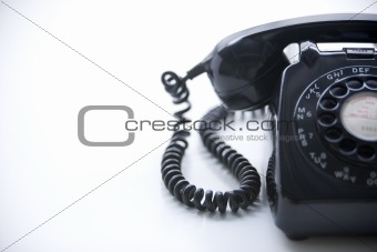 Studio Shot Of A Black Rotary Phone