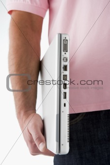 Man Holding Laptop