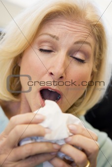 Senior Woman Sneezing