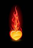 Vector illustration of a heart in fire