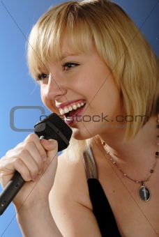 cute blond girl singing