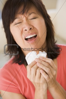 Woman Sneezing