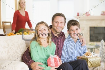 Portrait Of Family At Christmas