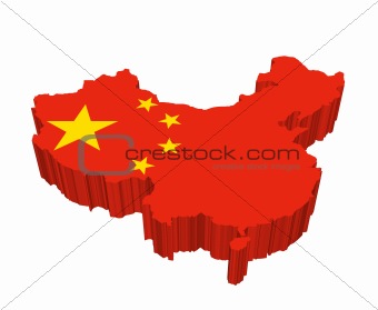 map and flag of china