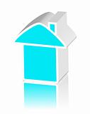 blue logo of house