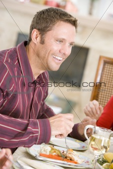 Man Enjoying Christmas Dinner