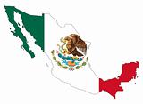 map and flag of mexico