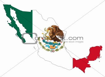 map and flag of mexico