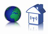 logo of wireless with house and hearth