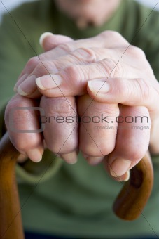 Close-Up Of Elderly Person Holding Rosary Beads