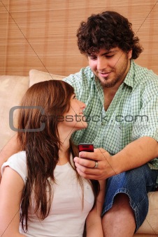 Young couple on couch