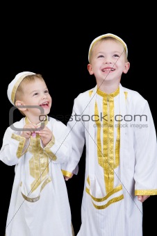 Cute boys with traditional Arabian dress