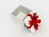 empty white box with red bow