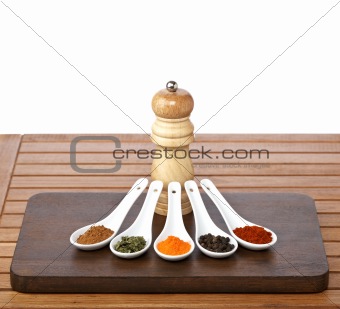 Spices and grinder