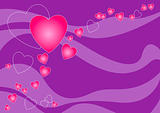 Pink Love Heart On Purple Background