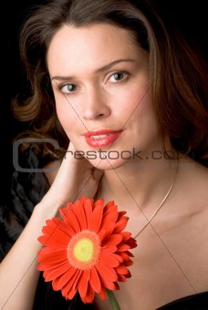 Lady with red flower