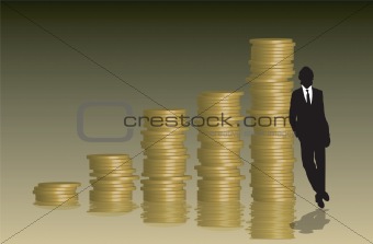 coins graph businessman