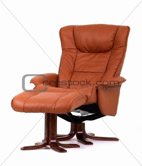 Brown recliner with footstool