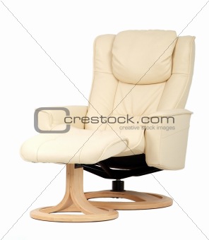 Off-white recliner with footstool