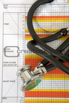 Stethoscope with medical chart