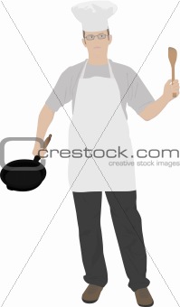 illustration of young kitchen chef