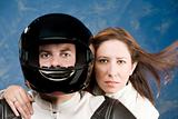 Man and woman on a motorcycle