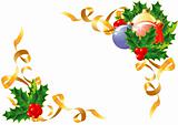 Christmas decoration/ Holly, balls and ribbon / vector 