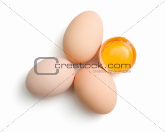 Eggs on white