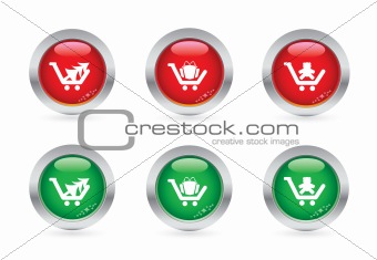 Glossy christmas shopping buttons