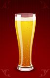 Vector illustration of a beer glass on red background